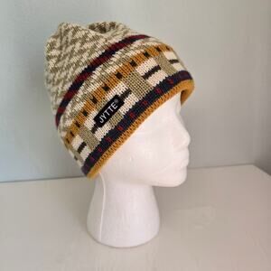 Vintage Jytte Beanie With Tassels Unisex Adult Multicolored Wool Blend Outdoors